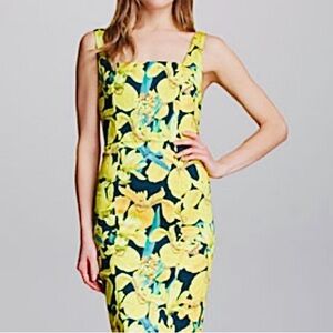 Alice + Olivia Blair Floral Yellow and Black Print Dress
